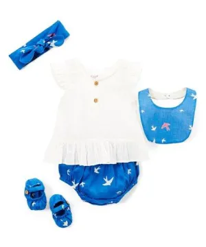 Blue Bird Print 5pc. Set