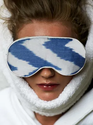 Blue Frankie Silk Ikat Eye Mask With Lavender
