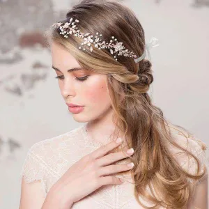 Blush Pink Bridal Hair Vine, Crystals 1606