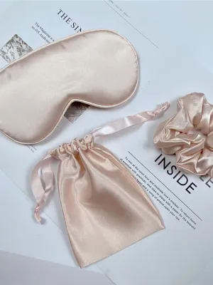 Bride and Bridesmaid Eye Mask for Sleeping with Satin Hair Scrunchies Adjustable Blindfold and Hair Ties for Women Wedding Proposal Present Bachelorette Party Favors