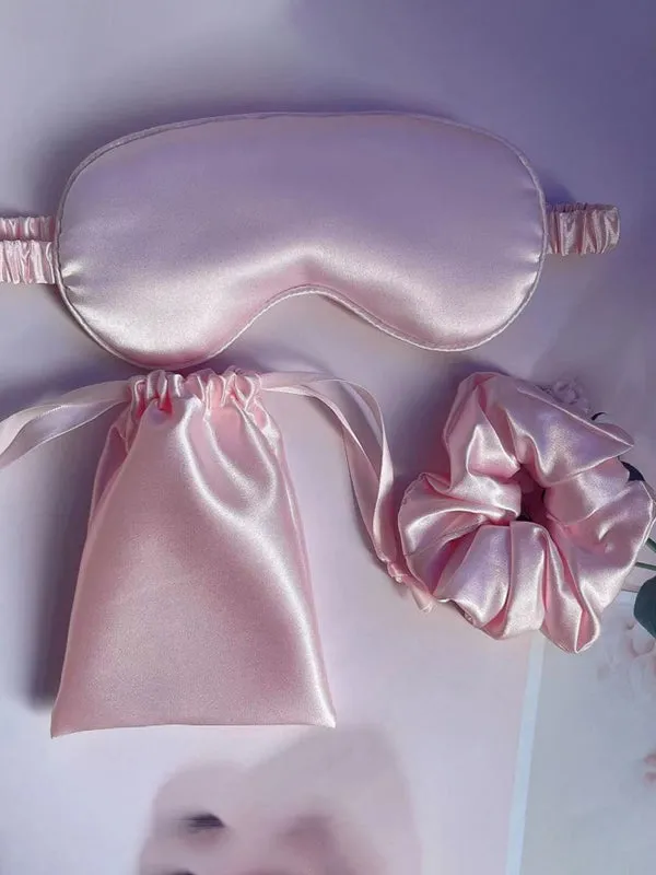 Bride and Bridesmaid Eye Mask for Sleeping with Satin Hair Scrunchies Adjustable Blindfold and Hair Ties for Women Wedding Proposal Present Bachelorette Party Favors