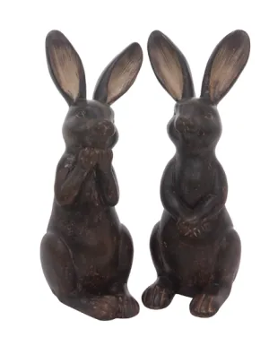 Brown Resin Bunnies - 3 x 3 x 8.75 in each