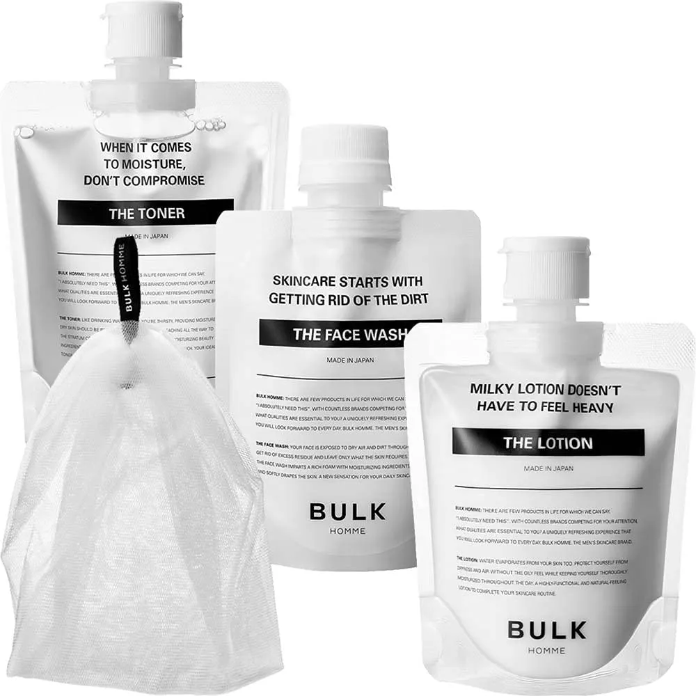 BULK HOMME - THE FACE WASH & THE BUBBLE NET | Men’s Skincare Kit | Hydrating Foaming Face Wash with Bentonite Clay Minerals & Bubble Foam Net For A Rich Lather | Facial Care For All Skin Types