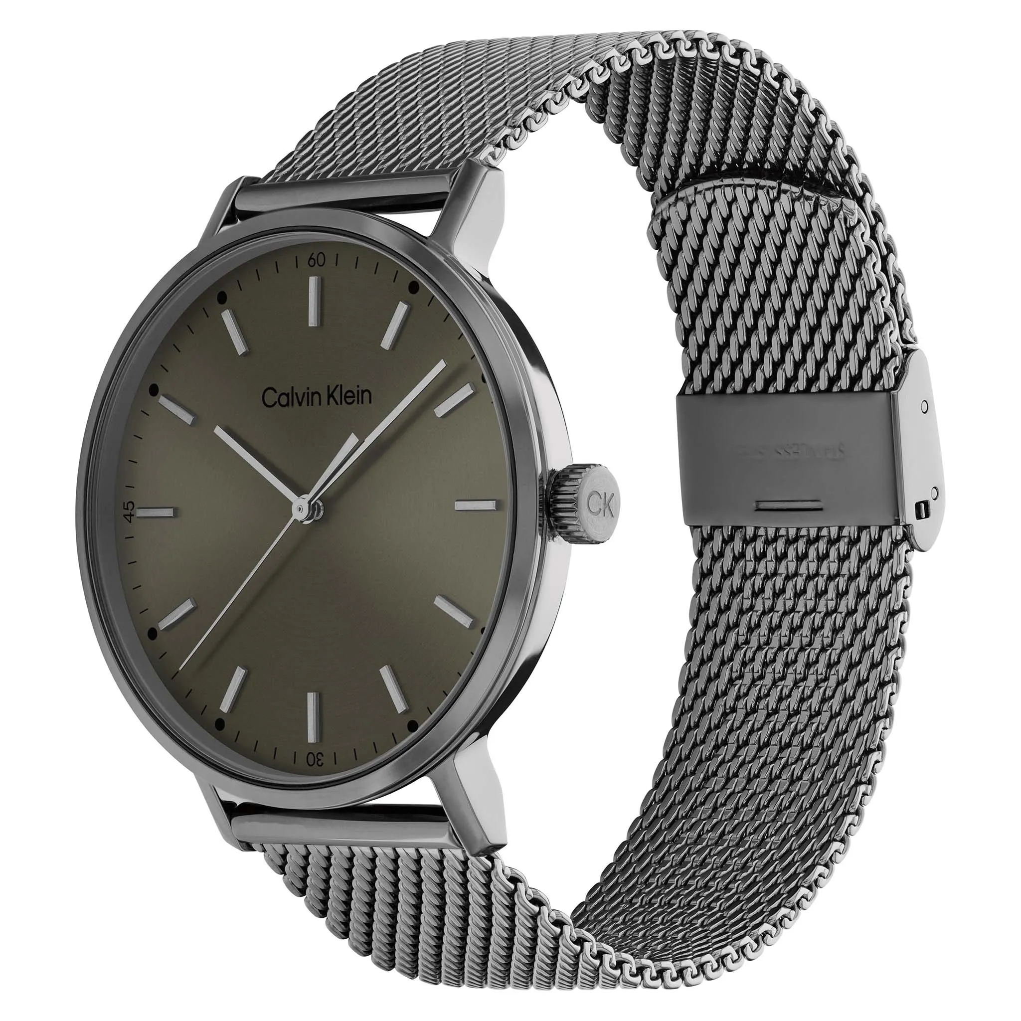 Calvin Klein Grey Mesh Green Dial Men's Watch - 25200048