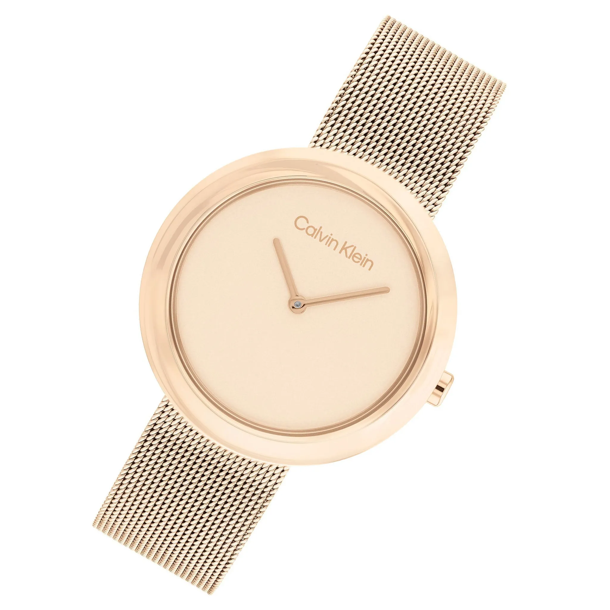 Calvin Klein Twisted Bezel Carnation Gold Mesh Women's Watch - 25200013