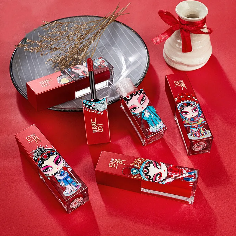 Chinese Opera Character Lip Gloss Set Gift Box for Girlfriend