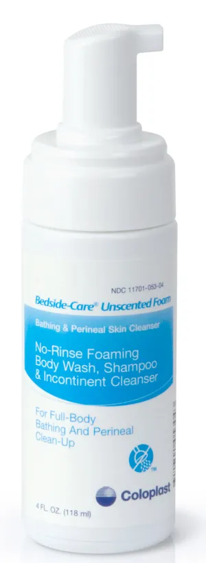 Coloplast 7301 Bedside-Care Sensitive Skin Foam Cleanser, No-rinse body wash, shampoo, and incontinence cleanser - 8 ounce pump bottle, One bottle