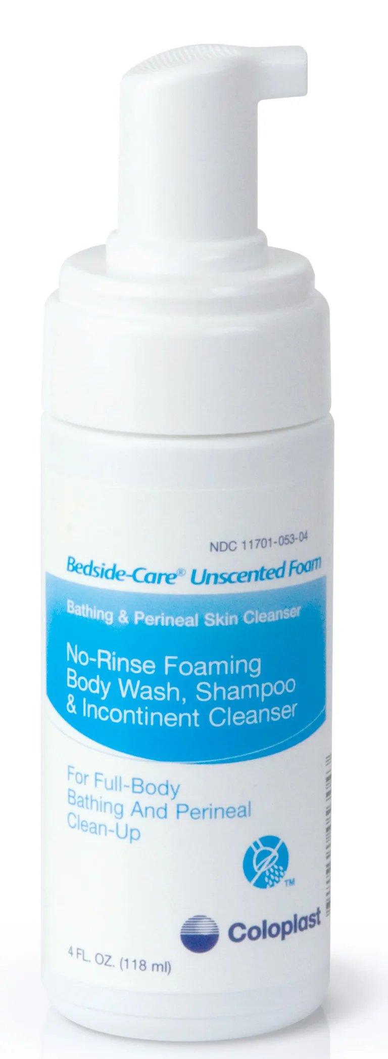 Coloplast 7301 Bedside-Care Sensitive Skin Foam Cleanser, No-rinse body wash, shampoo, and incontinence cleanser - 8 ounce pump bottle, One bottle