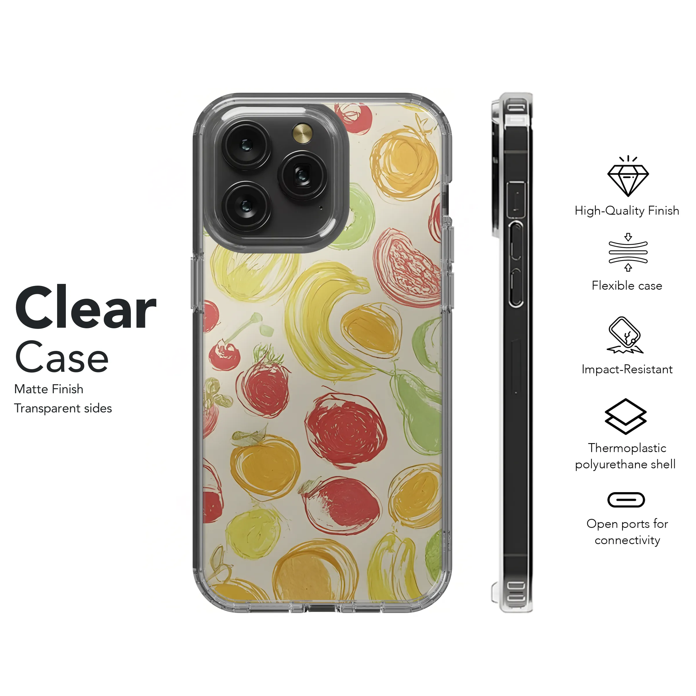 Colorful Fruit Contour Phone Case iPhone Samsung Cover Pixel 3388
