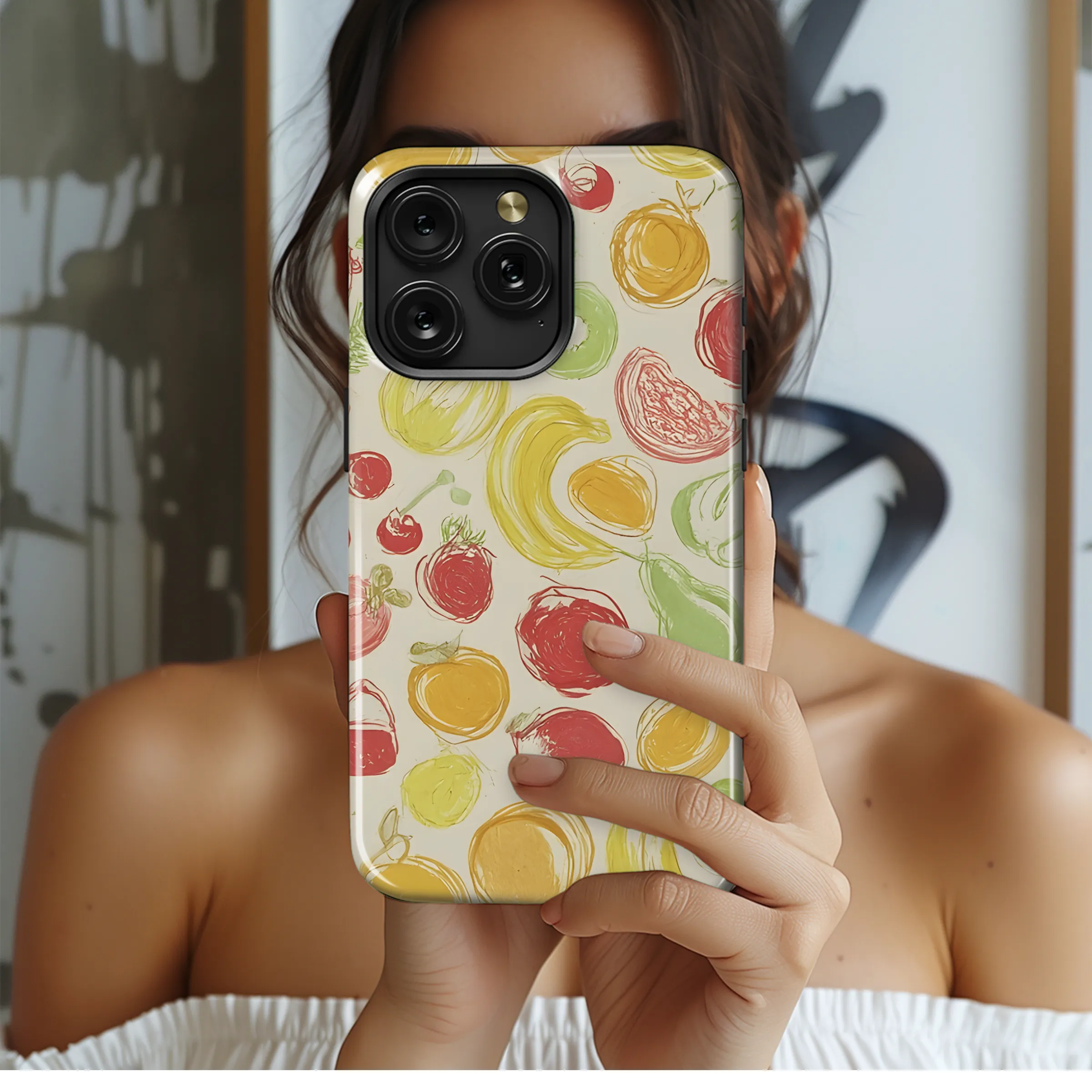 Colorful Fruit Contour Phone Case iPhone Samsung Cover Pixel 3388