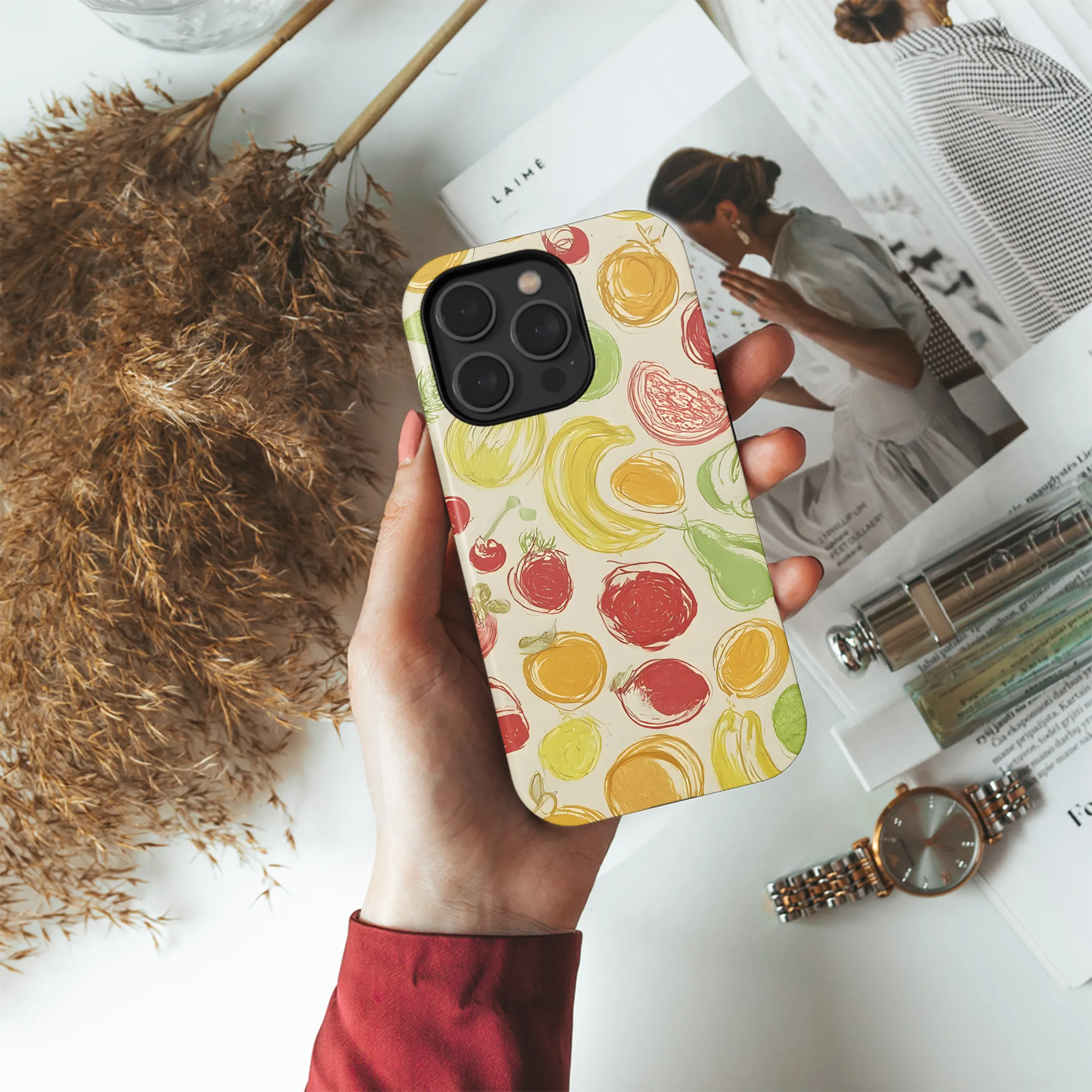 Colorful Fruit Contour Phone Case iPhone Samsung Cover Pixel 3388