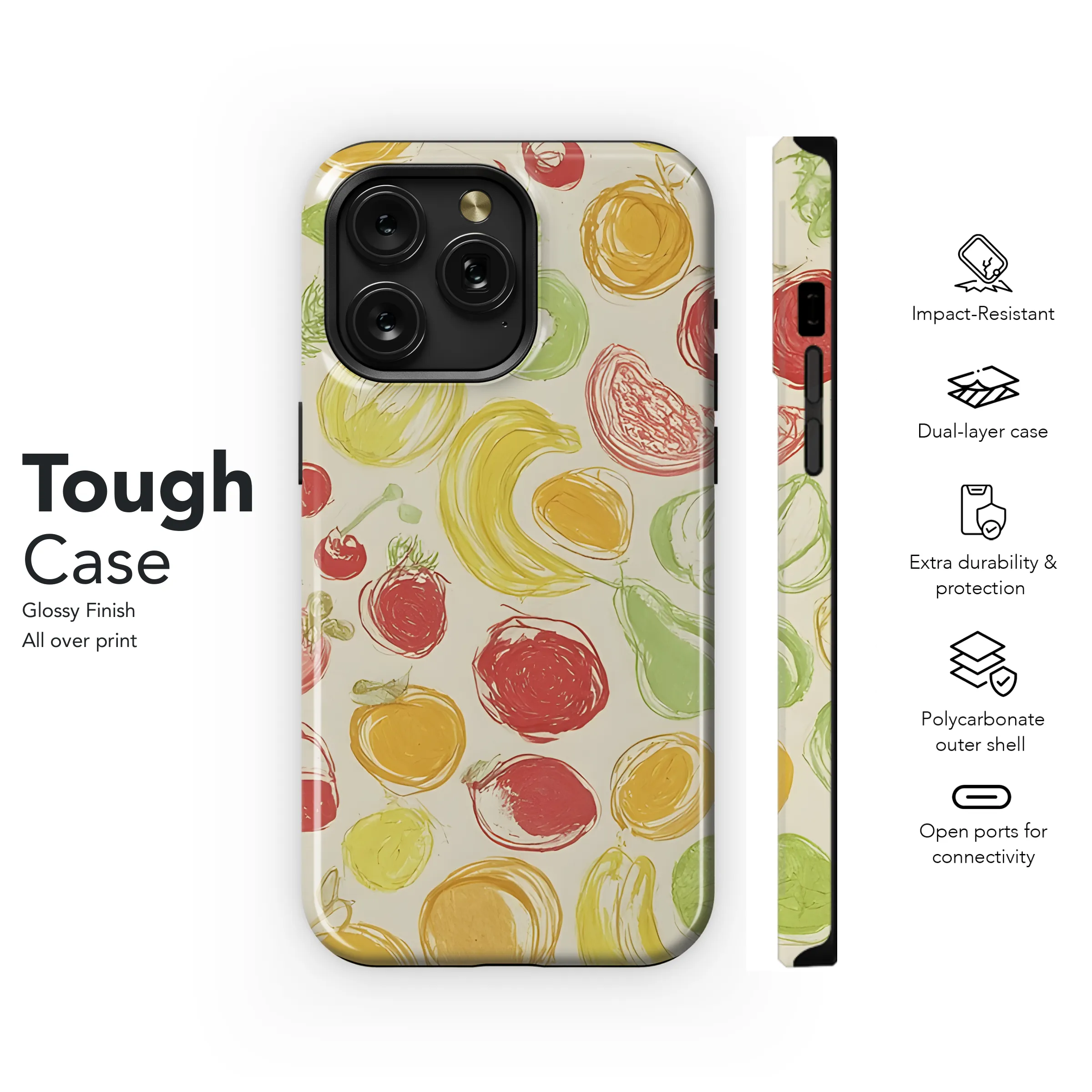 Colorful Fruit Contour Phone Case iPhone Samsung Cover Pixel 3388