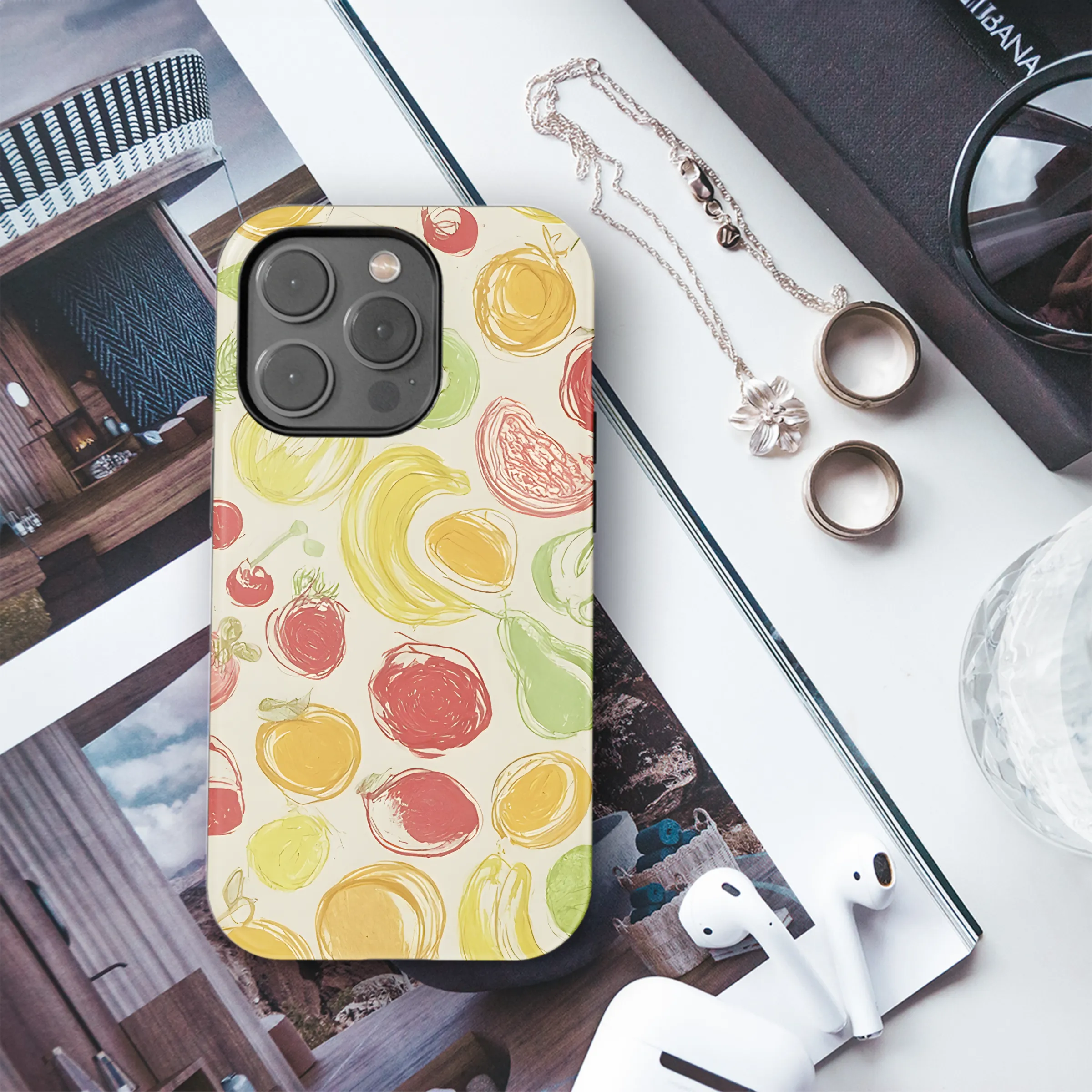 Colorful Fruit Contour Phone Case iPhone Samsung Cover Pixel 3388