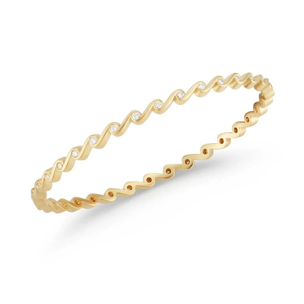 Contour Diamond and Yellow Gold Bangle Bracelet