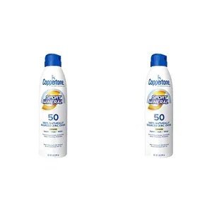 Coppertone SPORT Sunscreen Spray SPF 50, Zinc Oxide Mineral Sunscreen, Water Resistant Spray Sunscreen SPF 50, 5 Oz Spray