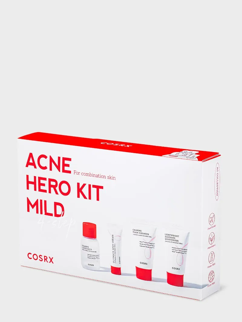 COSRX Acne Hero Kit Mild 4 Step مجموعة العناية للبشرة الحساسة والحبوب