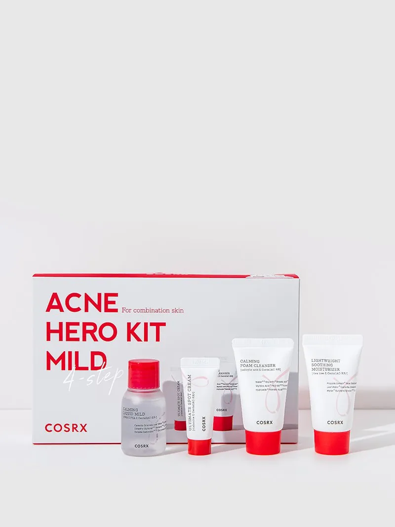 COSRX Acne Hero Kit Mild 4 Step مجموعة العناية للبشرة الحساسة والحبوب