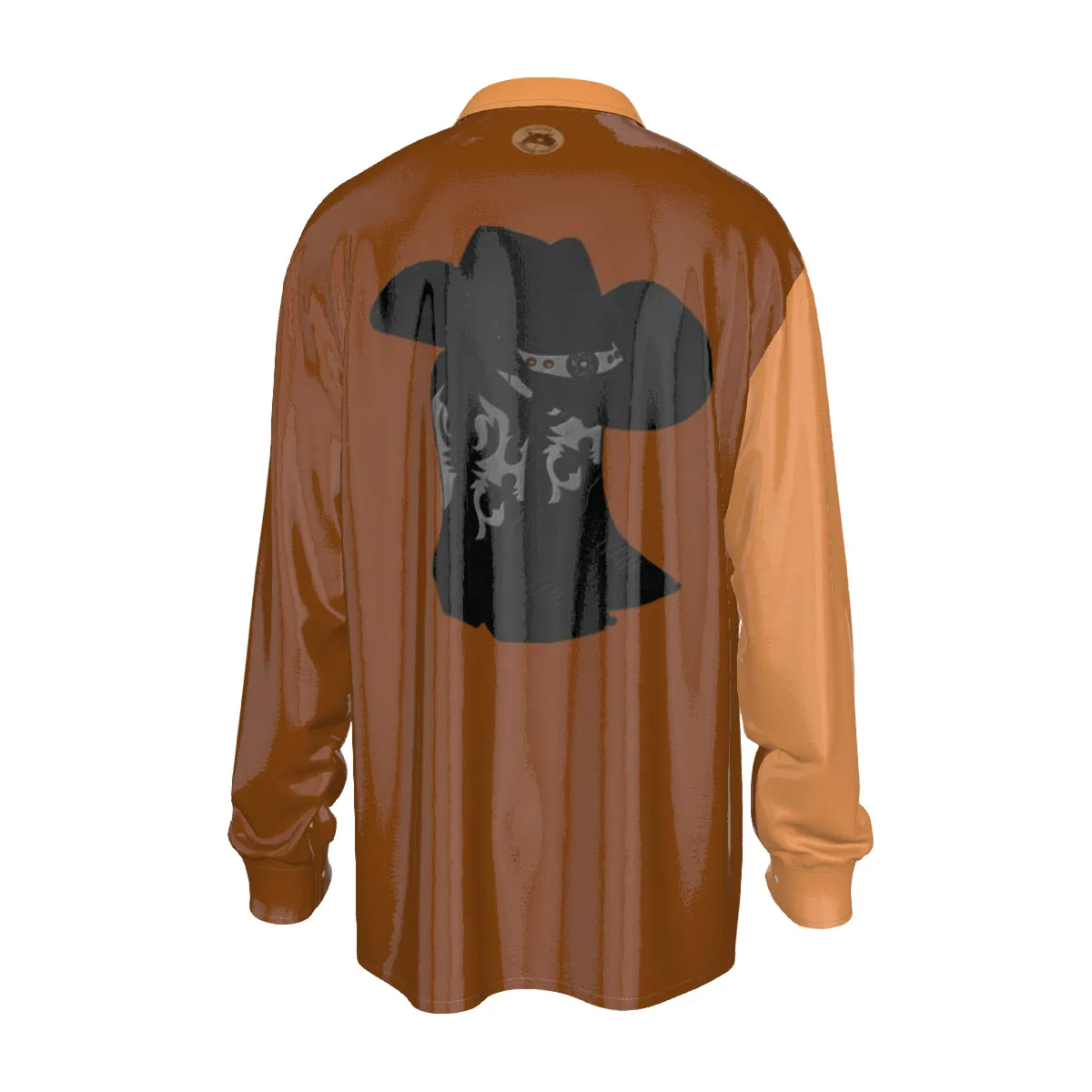 cowboy themed Print Men's Imitation Silk lg-Sleeved Shirt