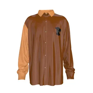 cowboy themed Print Men's Imitation Silk lg-Sleeved Shirt