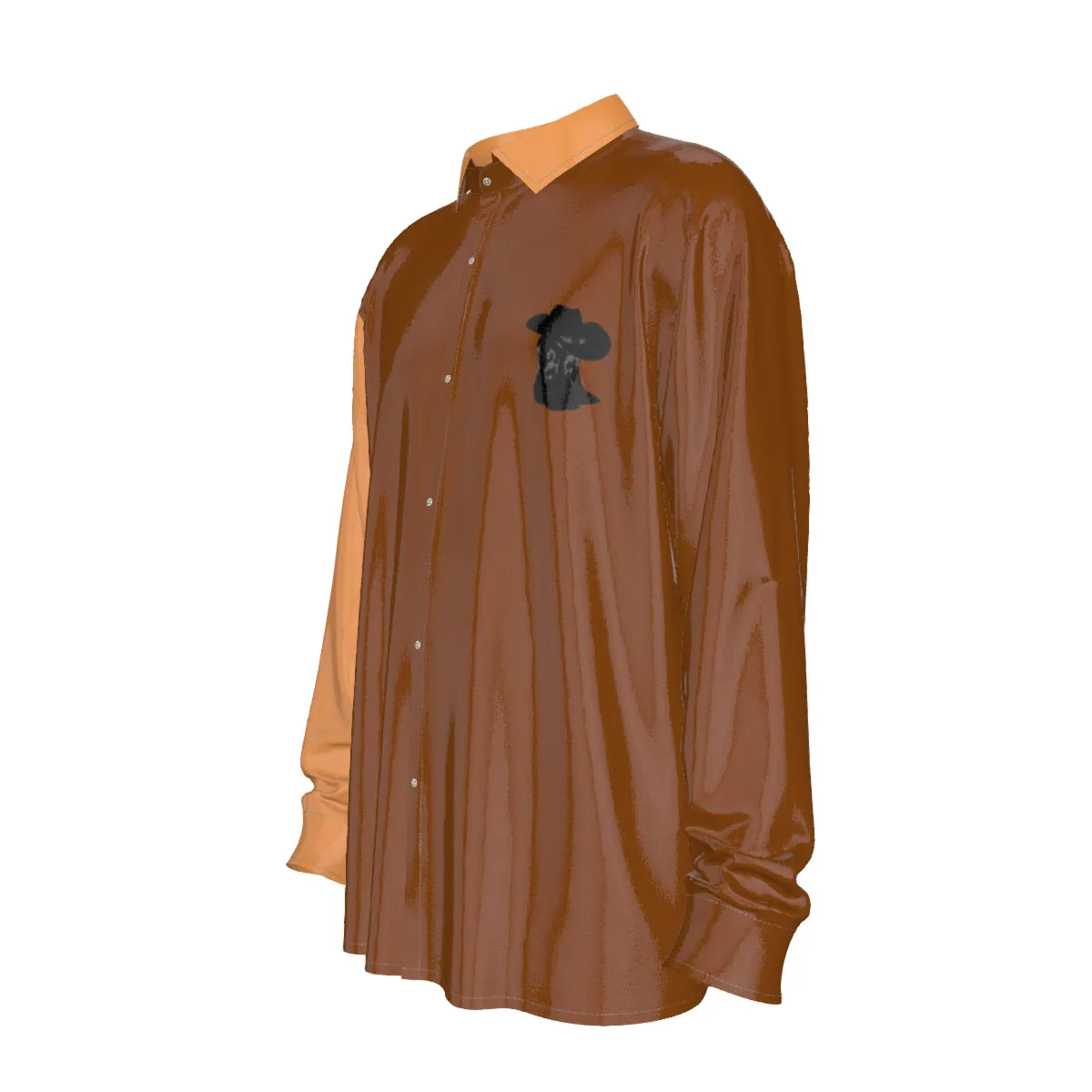 cowboy themed Print Men's Imitation Silk lg-Sleeved Shirt