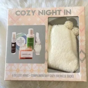 Cozy Night 6Pc Donna Karan Perfume .17 FL Oz Fragrance Lotion Cozy Chenille Sock