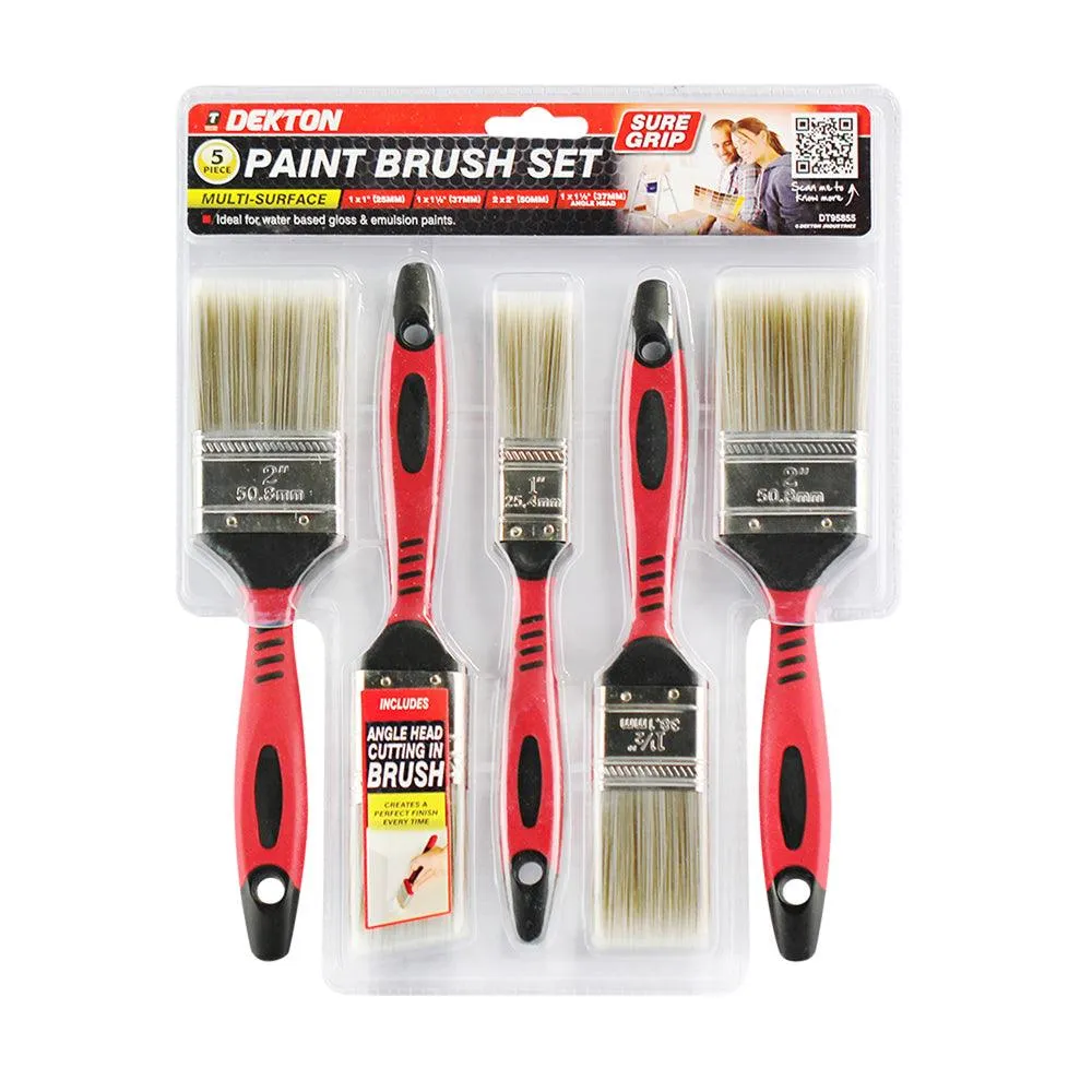 Dekton Pro Paint Brush Set | Sure Grip Handle | Pack of 5