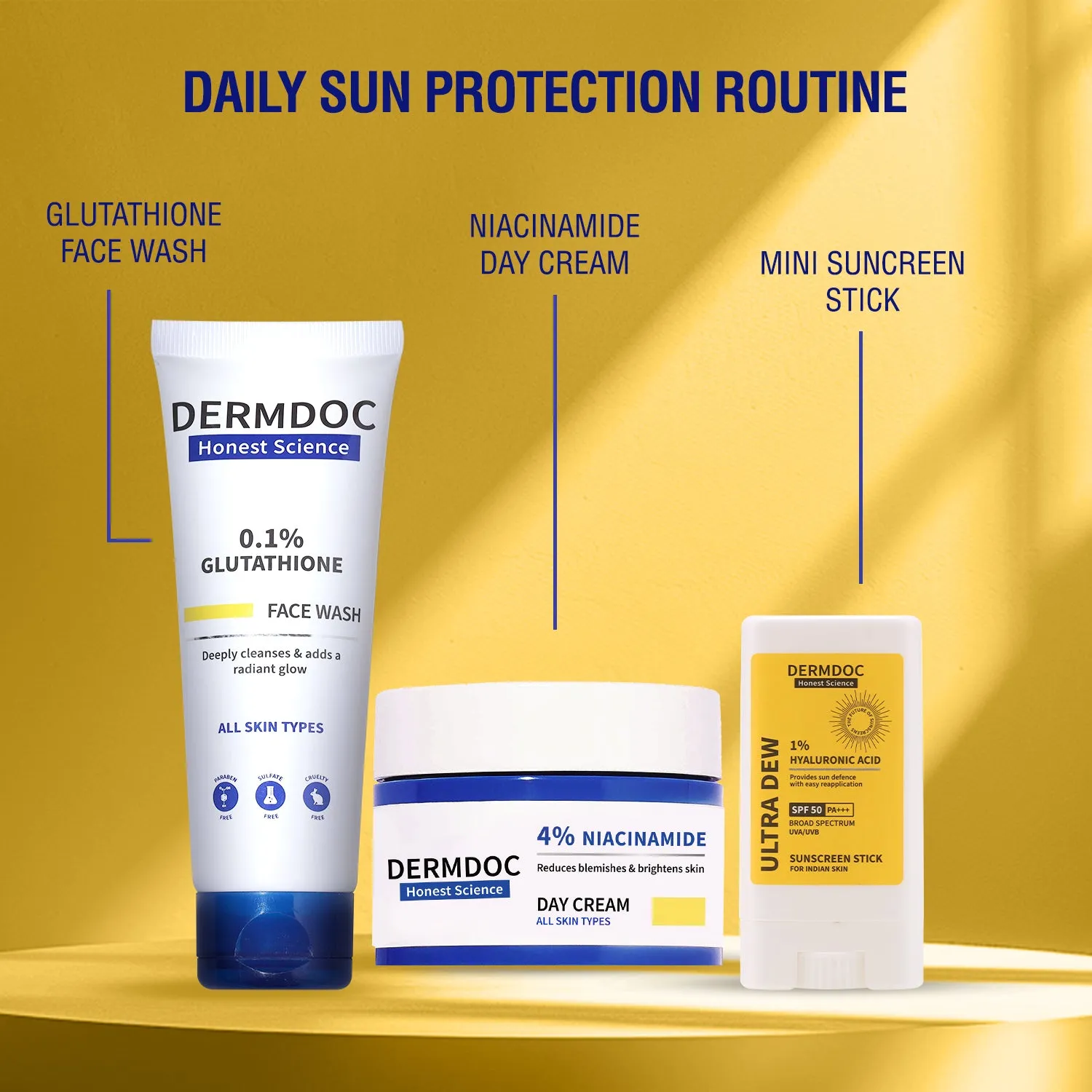 DERMDOC By Purplle 1% Hyaluronic Acid Mini Sunscreen Stick (13 gm) | SPF 50 | PA     | Dewy Finish | Easy Application | Travel Friendly