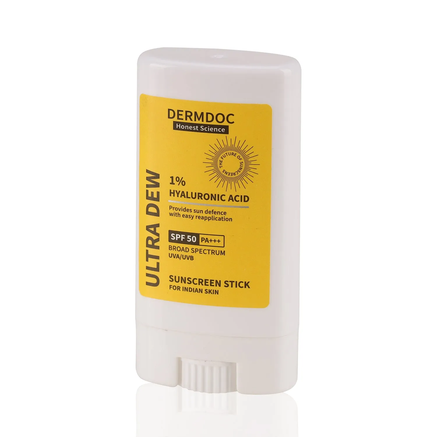 DERMDOC By Purplle 1% Hyaluronic Acid Mini Sunscreen Stick (13 gm) | SPF 50 | PA     | Dewy Finish | Easy Application | Travel Friendly
