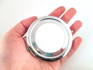 DESTASH SLIGHTLY DAMAGED, One Silver Round Blank Diy Compact Mirror 70mm