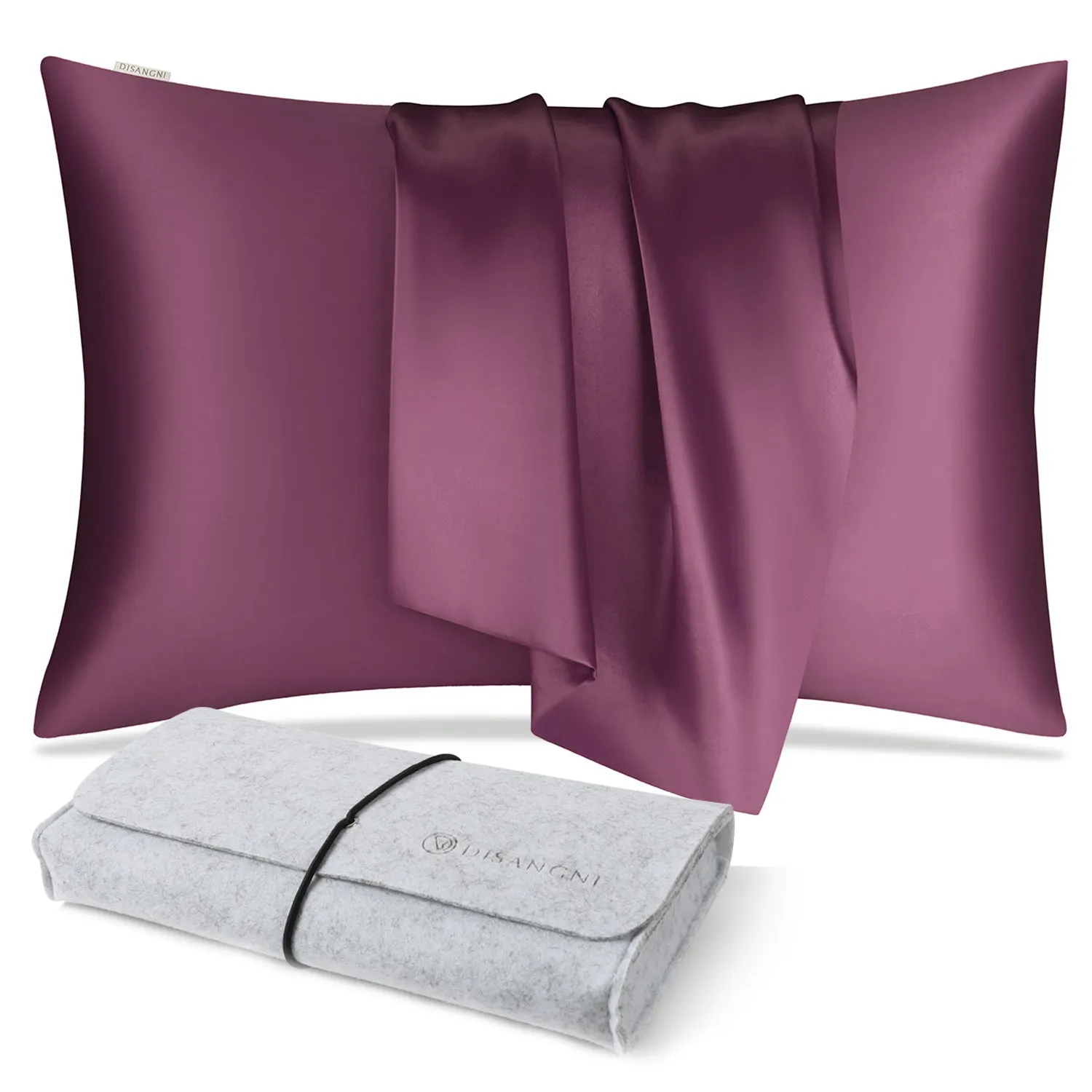 DISANGNI 100% Natural Mulberry Pillowcase Eye mask Set for Hair and Skin with Hidden Zipper 22 Momme Both Sides Real Silk Pillow Case 1pc