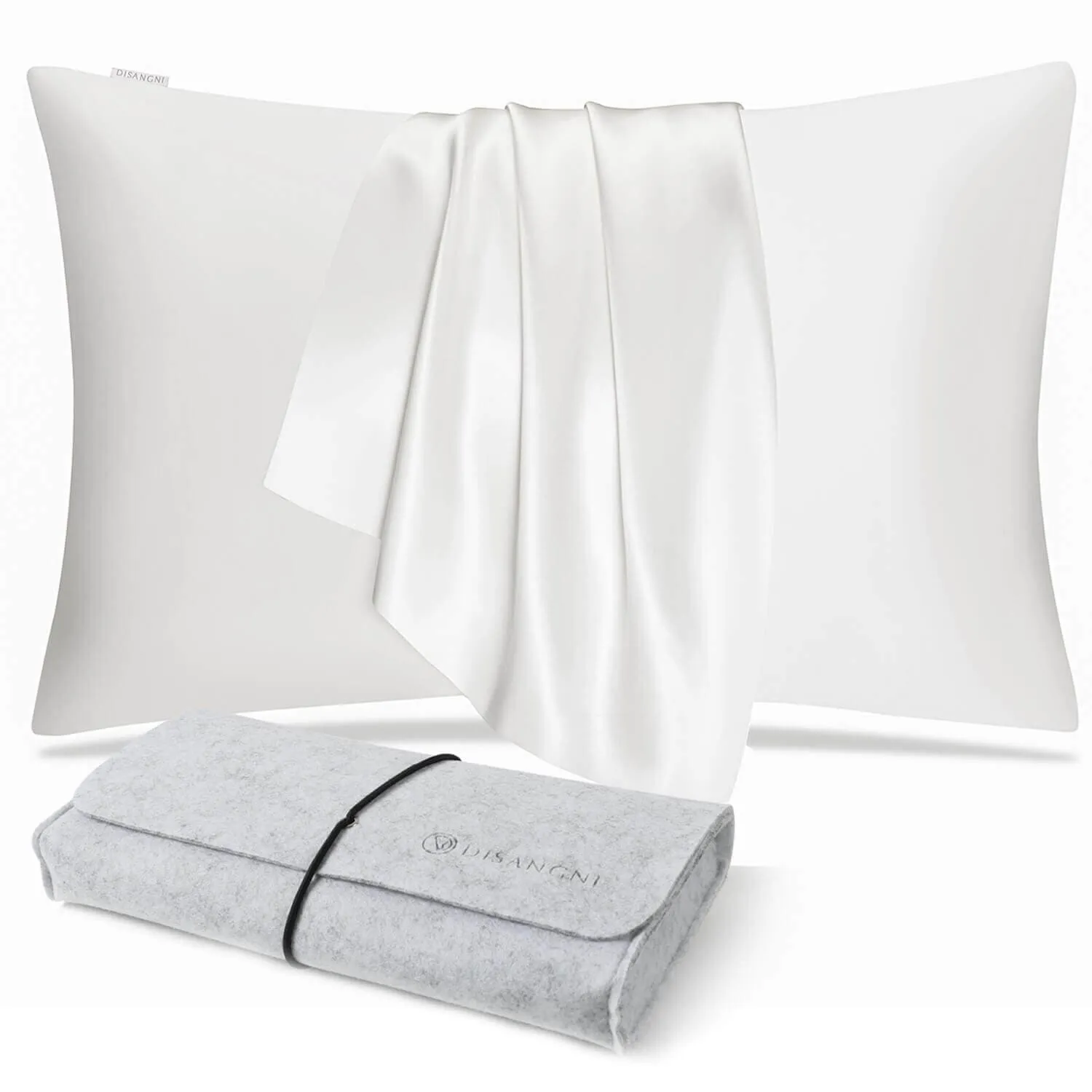 DISANGNI 100% Natural Mulberry Pillowcase Eye mask Set for Hair and Skin with Hidden Zipper 22 Momme Both Sides Real Silk Pillow Case 1pc