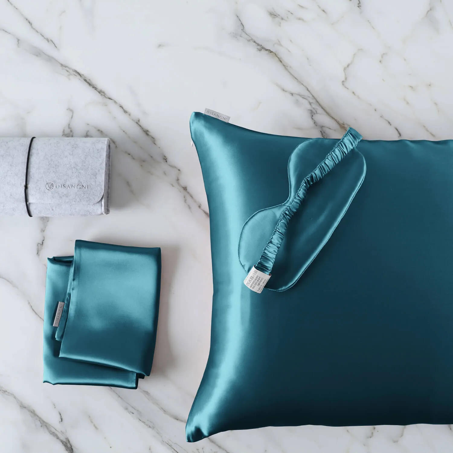 DISANGNI 100% Natural Mulberry Pillowcase Eye mask Set for Hair and Skin with Hidden Zipper 22 Momme Both Sides Real Silk Pillow Case 1pc