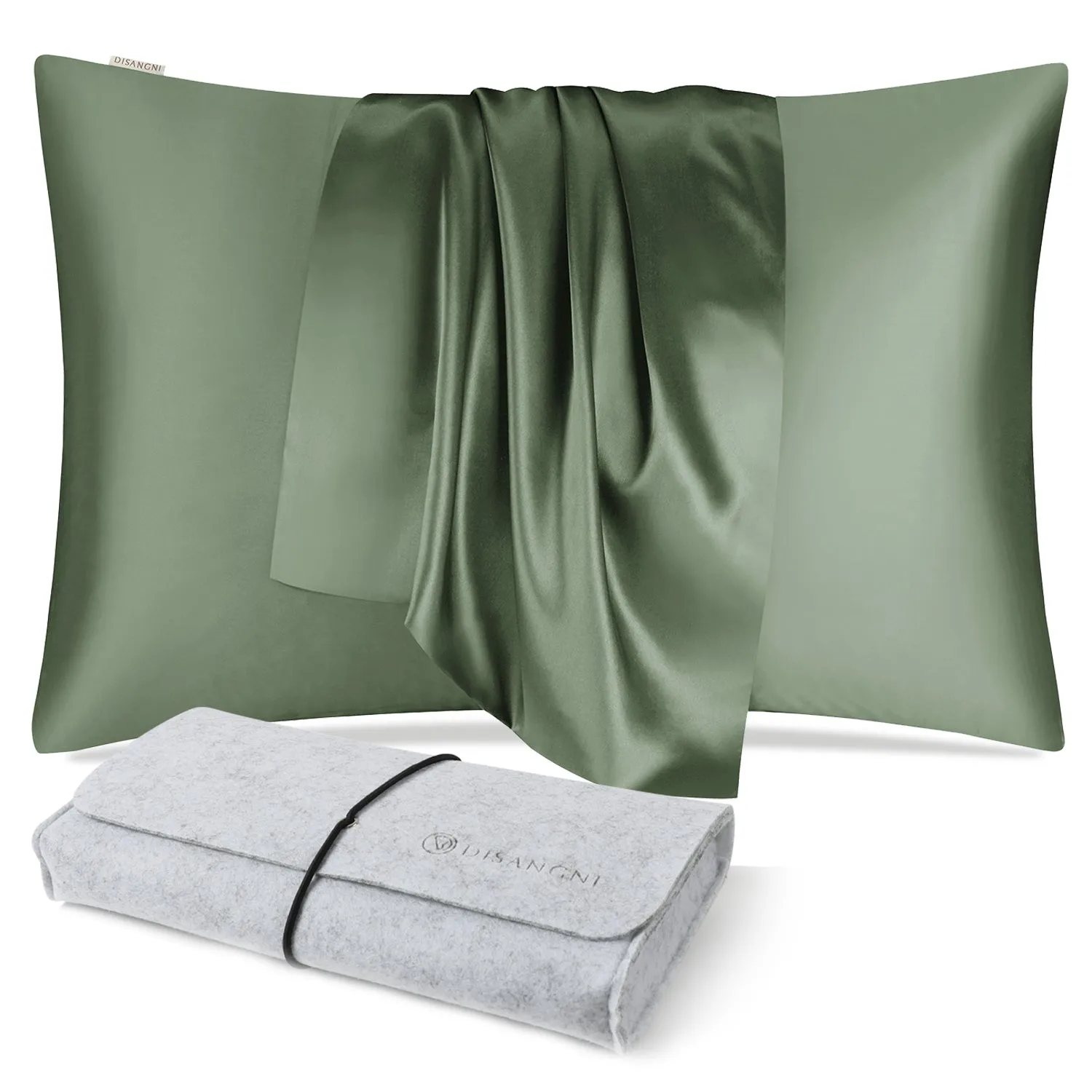 DISANGNI 100% Natural Mulberry Pillowcase Eye mask Set for Hair and Skin with Hidden Zipper 22 Momme Both Sides Real Silk Pillow Case 1pc