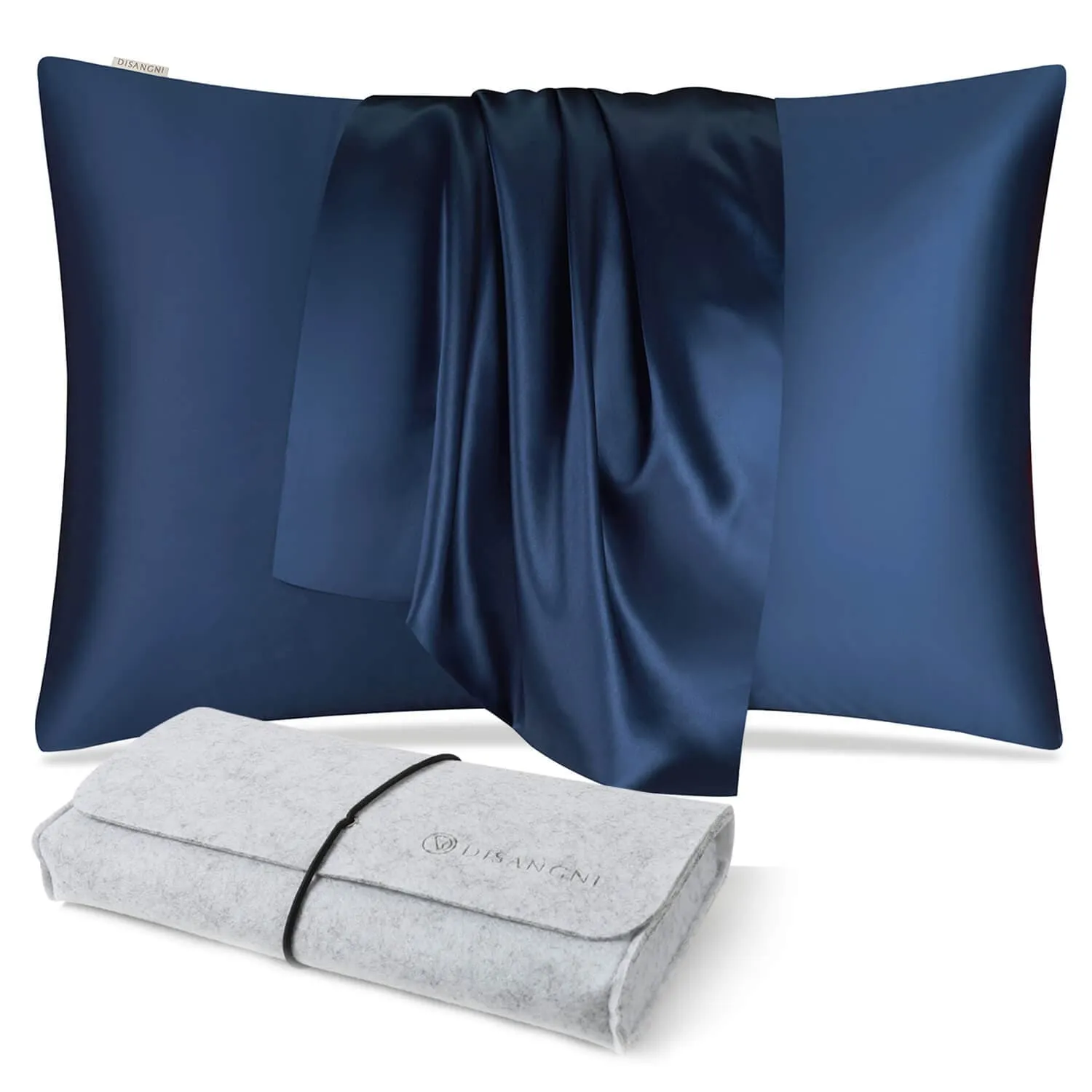 DISANGNI 100% Natural Mulberry Pillowcase Eye mask Set for Hair and Skin with Hidden Zipper 22 Momme Both Sides Real Silk Pillow Case 1pc