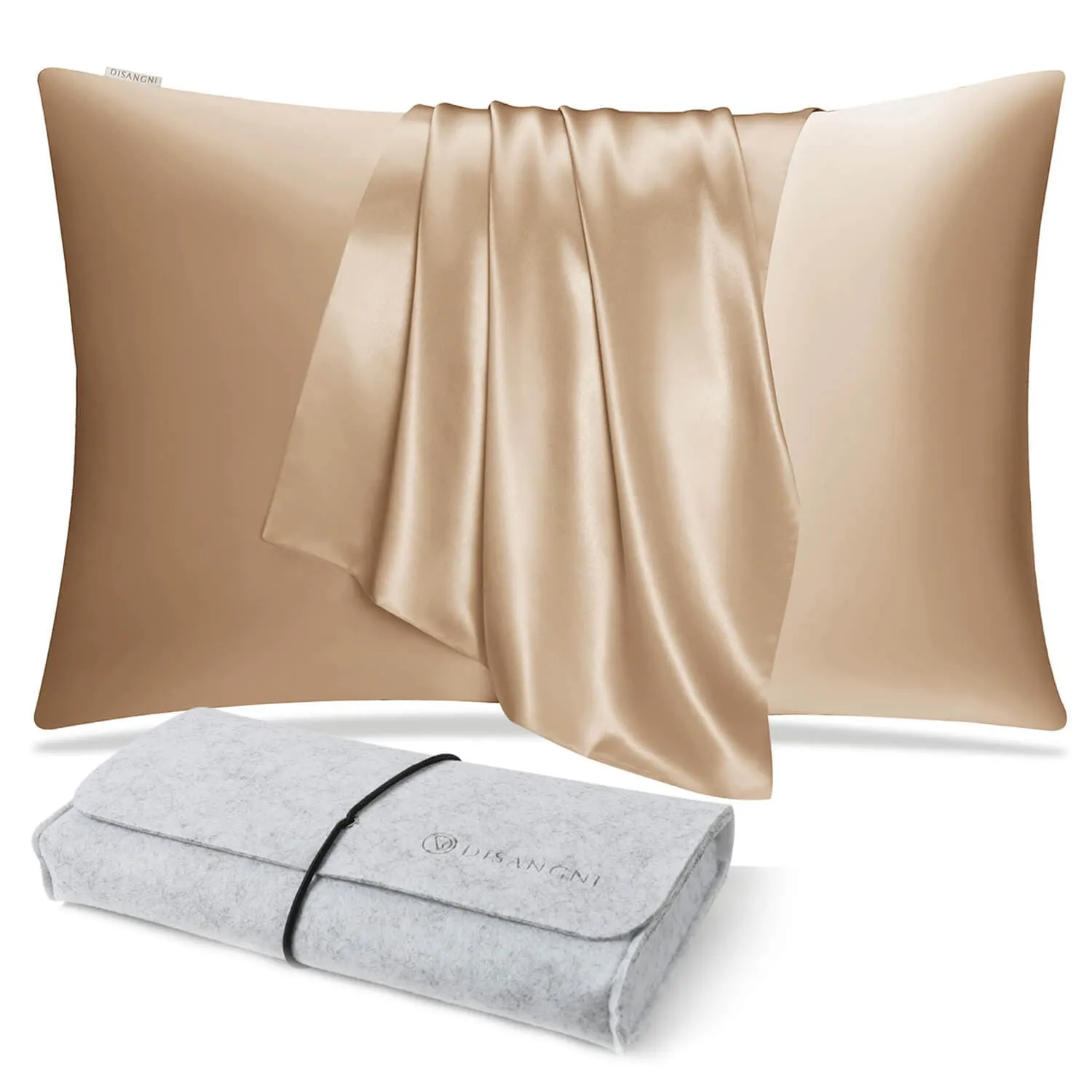DISANGNI 100% Natural Mulberry Pillowcase Eye mask Set for Hair and Skin with Hidden Zipper 22 Momme Both Sides Real Silk Pillow Case 1pc