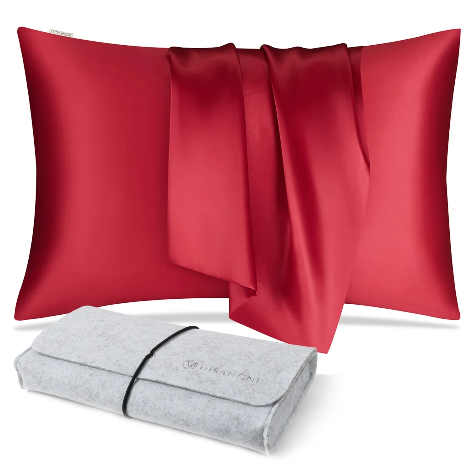 DISANGNI 100% Natural Mulberry Pillowcase Eye mask Set for Hair and Skin with Hidden Zipper 22 Momme Both Sides Real Silk Pillow Case 1pc