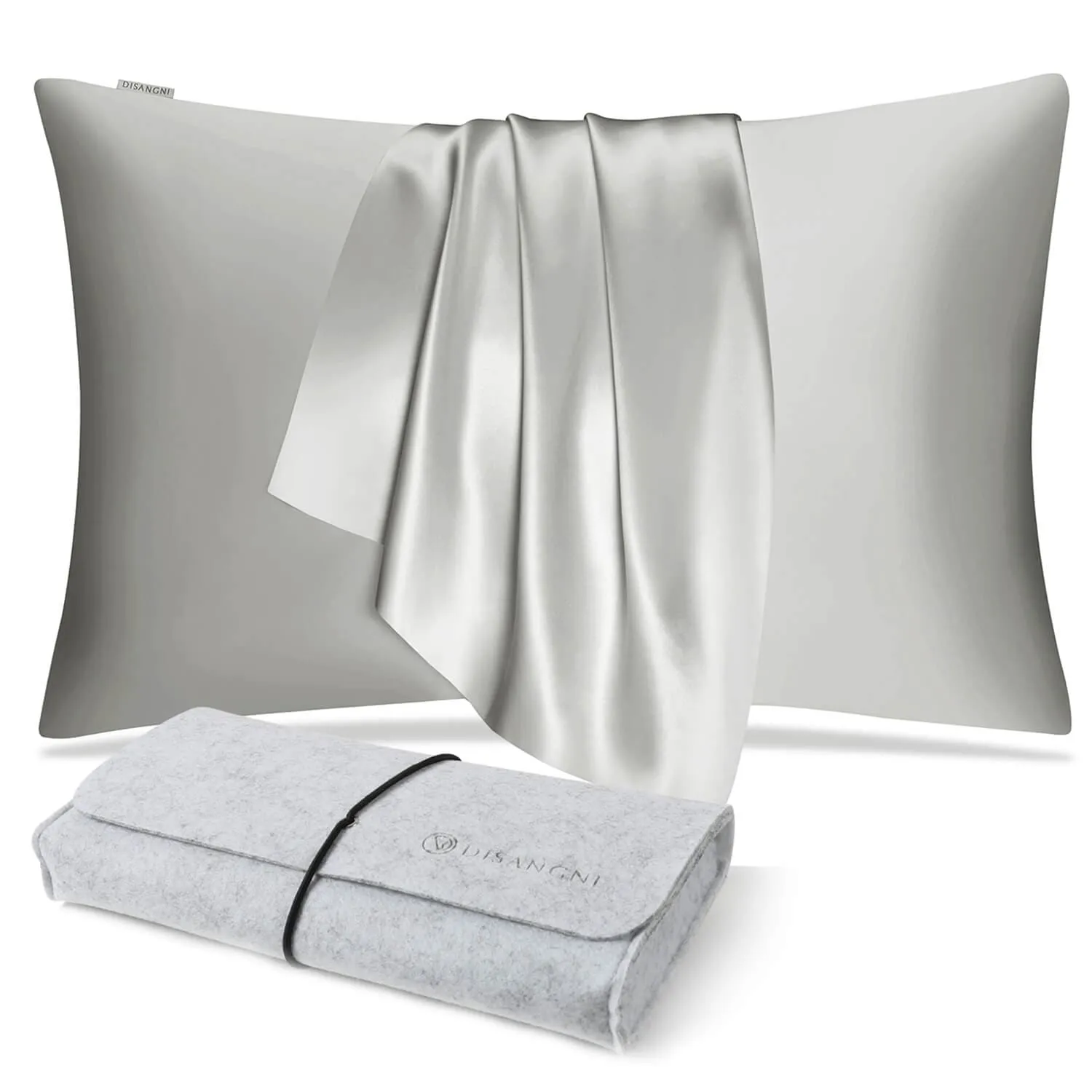DISANGNI 100% Natural Mulberry Pillowcase Eye mask Set for Hair and Skin with Hidden Zipper 22 Momme Both Sides Real Silk Pillow Case 1pc