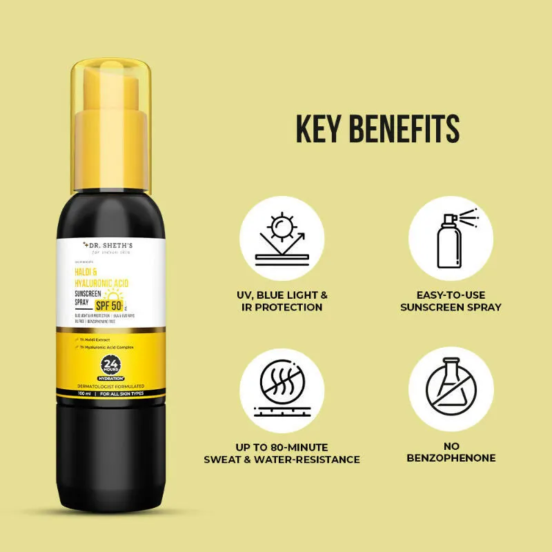 Dr. Sheth's Haldi & Hyaluronic Acid Sunscreen Spray SPF 50  PA    