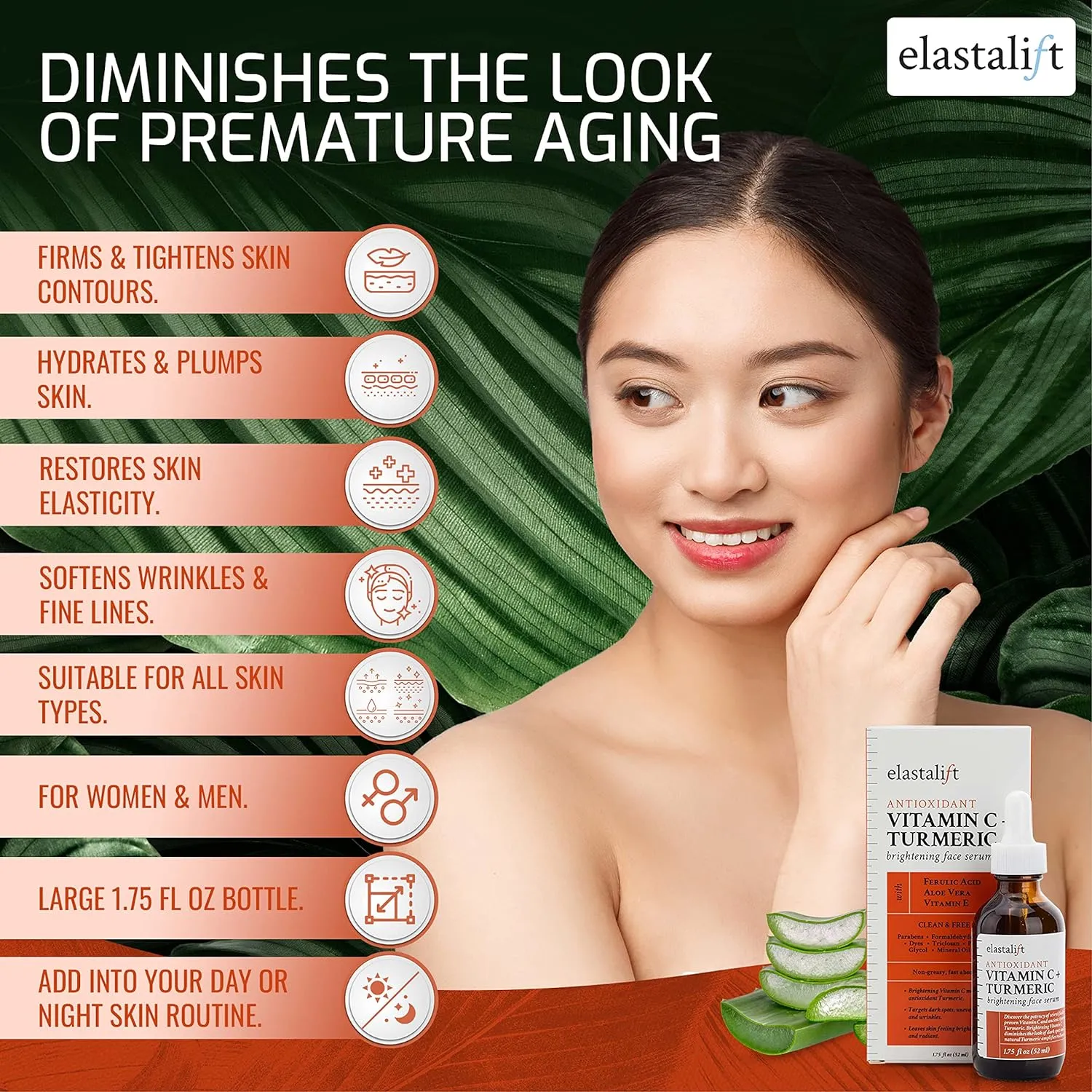 ELASTALIFT CONCENTRATED VITAMIN C   TURMERIC BRIGHTENING FACE SERUM- 52ML