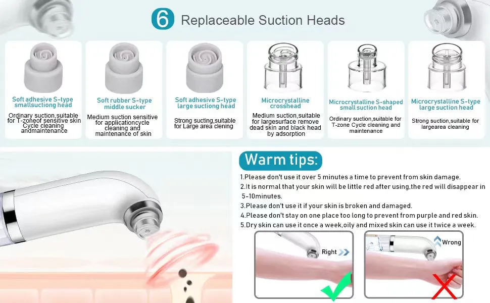 Electric Acne Tool Set USB Charging Blackhead Remover Pore Vacuum Face Massager Pimple Popper Kit