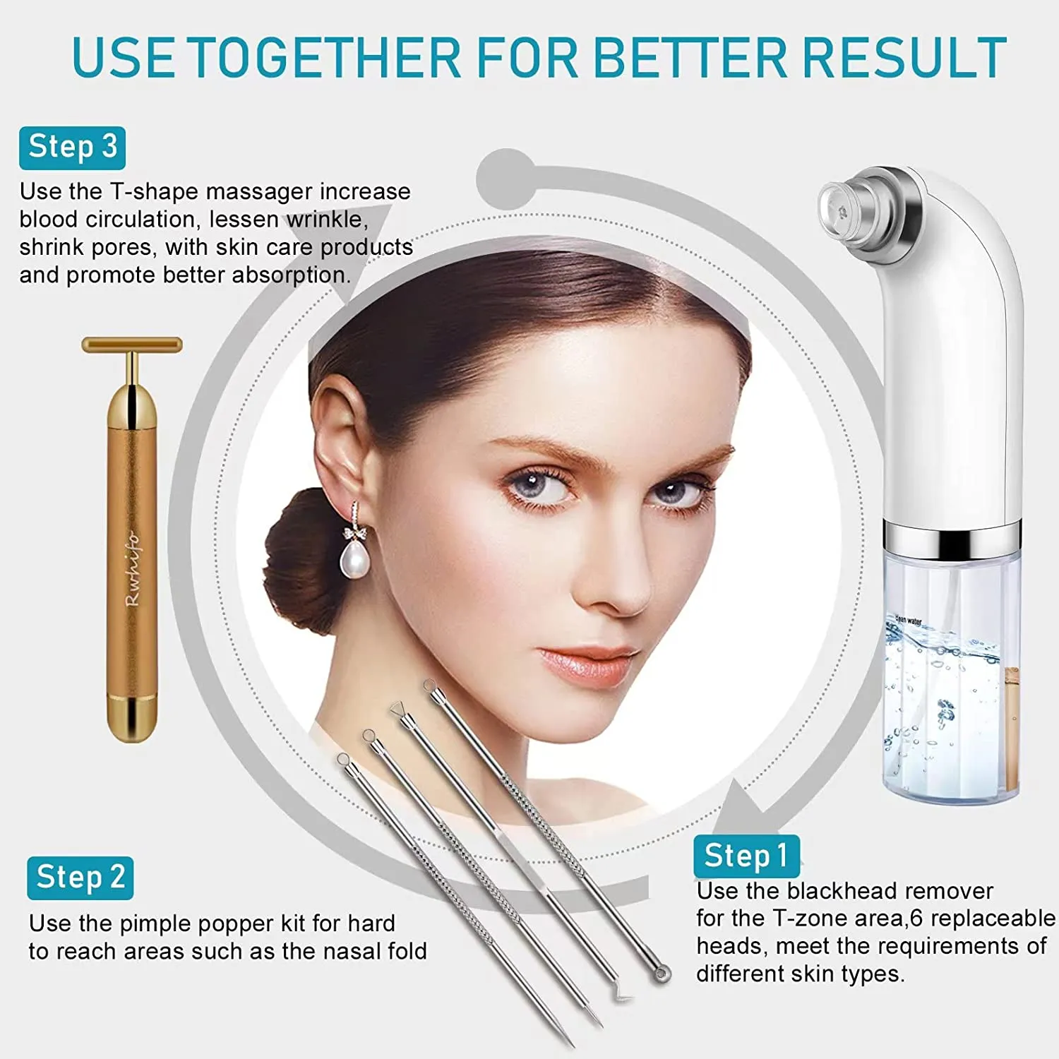 Electric Acne Tool Set USB Charging Blackhead Remover Pore Vacuum Face Massager Pimple Popper Kit