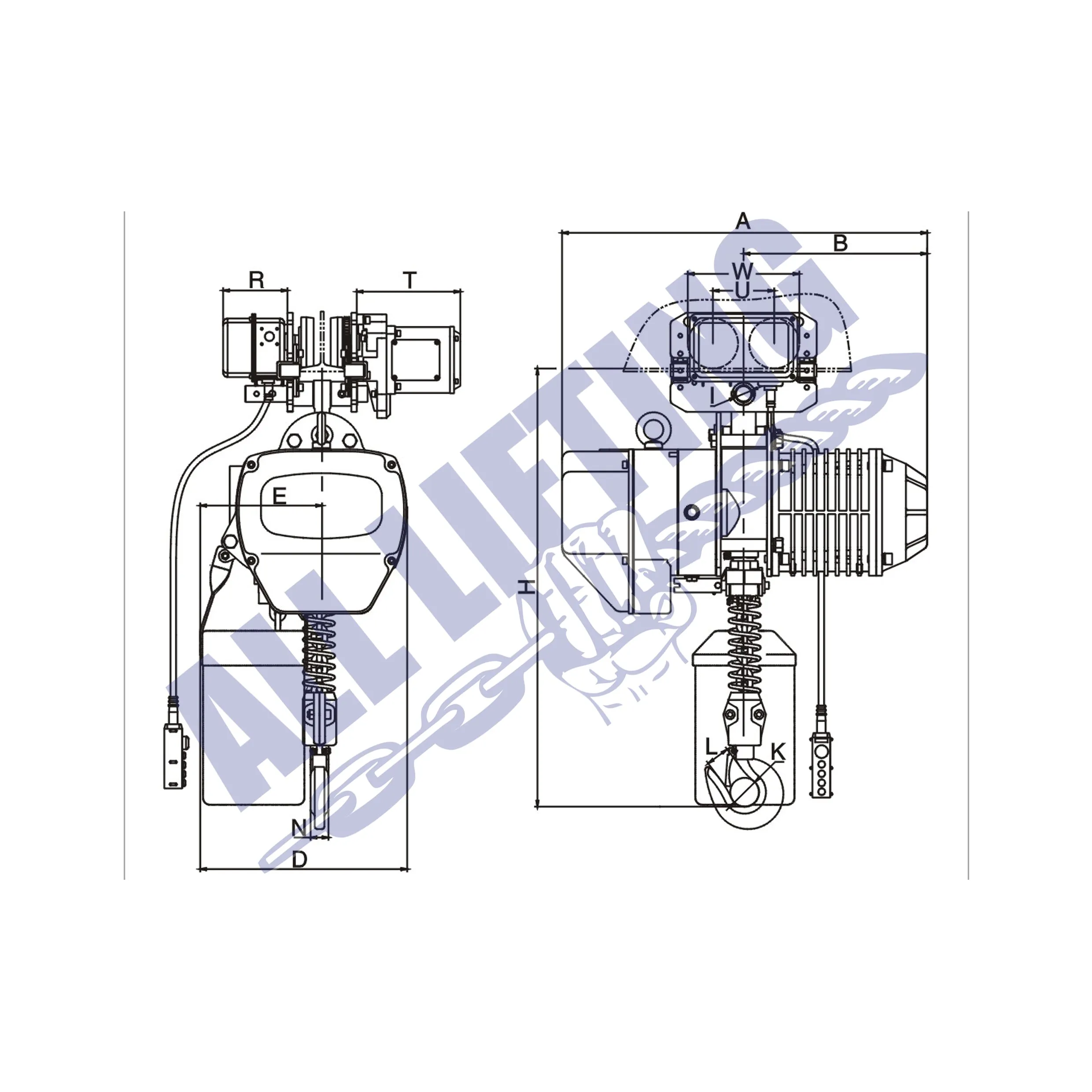 Electric Chain Hoist with Electric Trolley 0.5 to 5t