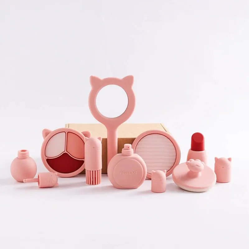 ELMAS Kids Pretend Makeup Set - Safe Silicone Lipstick & More