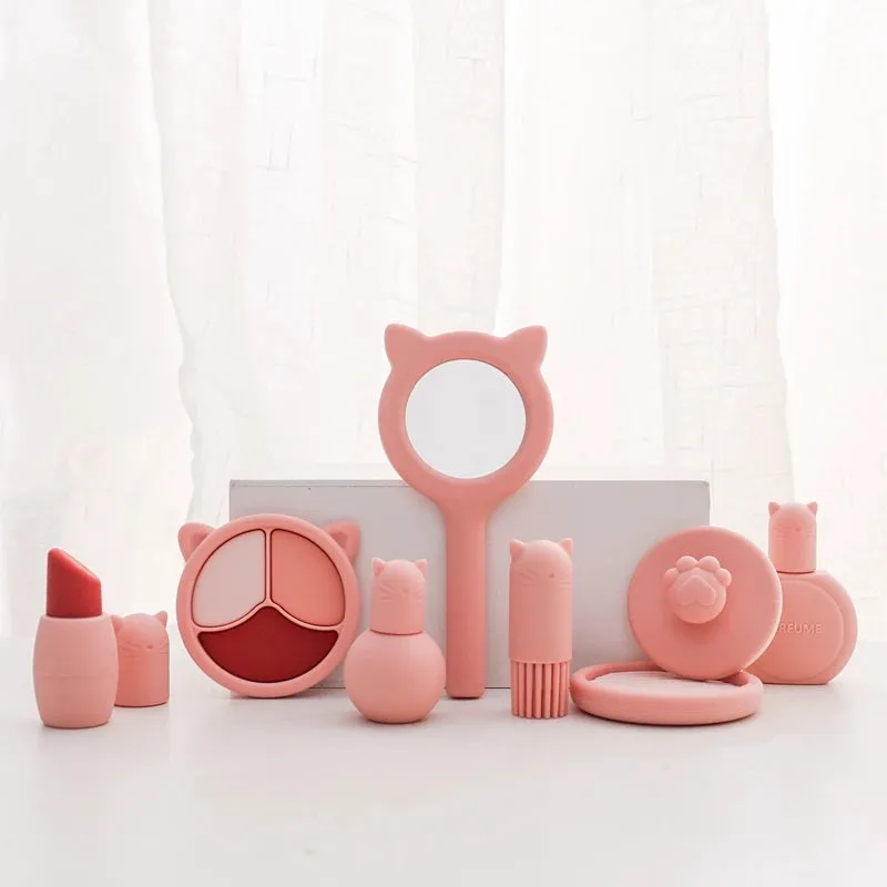 ELMAS Kids Pretend Makeup Set - Safe Silicone Lipstick & More