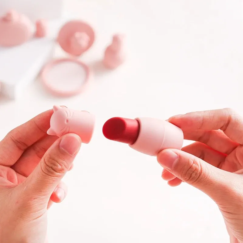 ELMAS Kids Pretend Makeup Set - Safe Silicone Lipstick & More