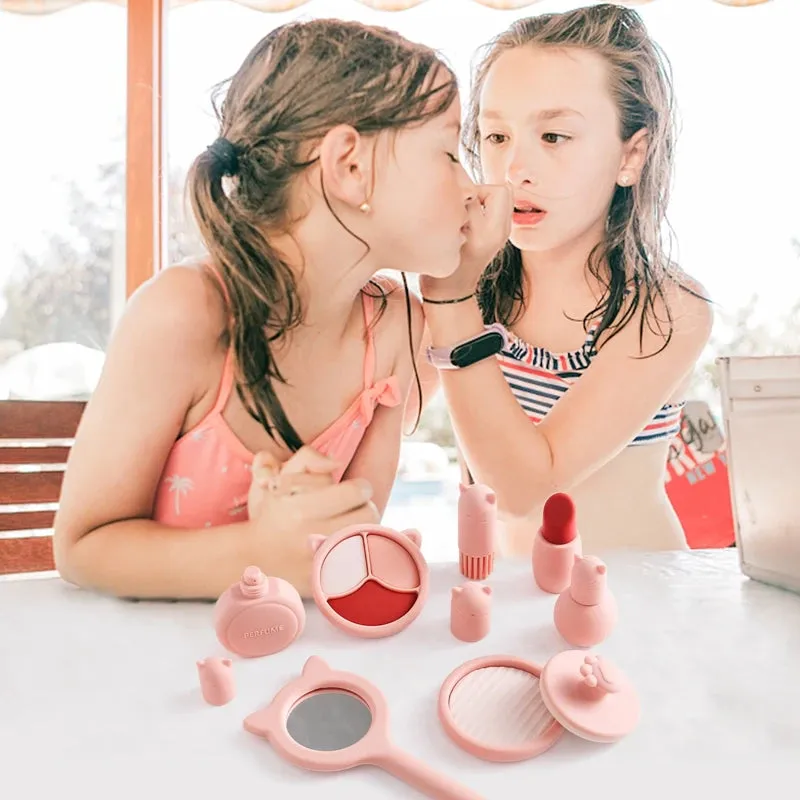 ELMAS Kids Pretend Makeup Set - Safe Silicone Lipstick & More