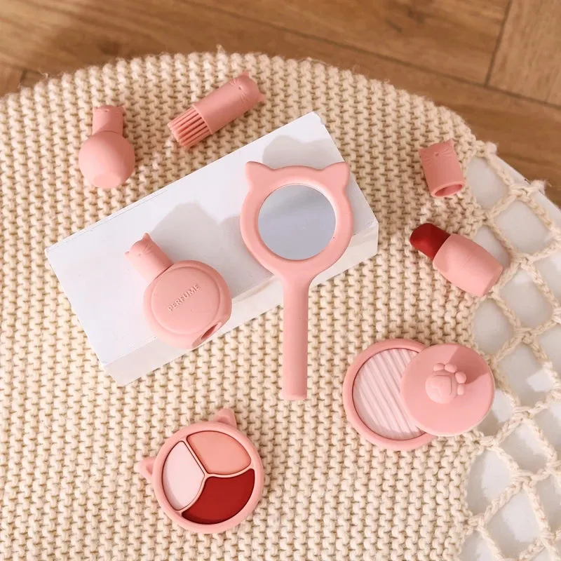 ELMAS Kids Pretend Makeup Set - Safe Silicone Lipstick & More