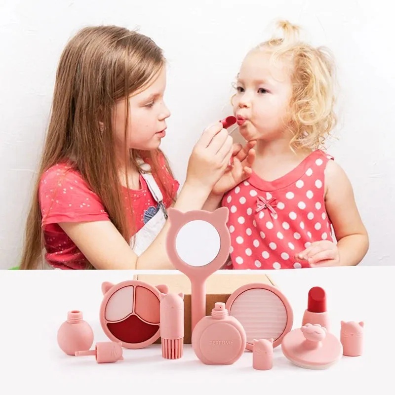 ELMAS Kids Pretend Makeup Set - Safe Silicone Lipstick & More