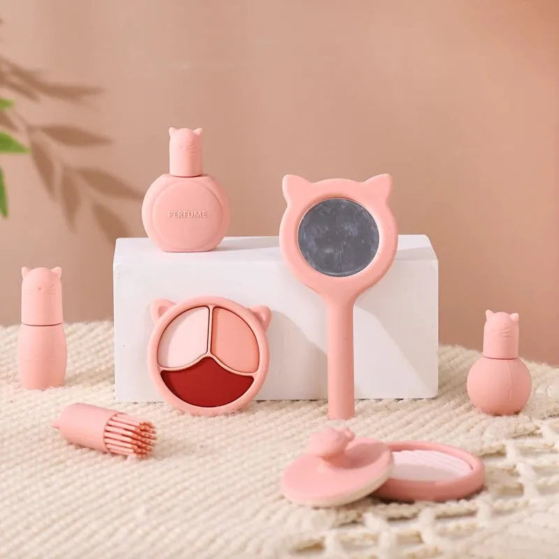 ELMAS Kids Pretend Makeup Set - Safe Silicone Lipstick & More