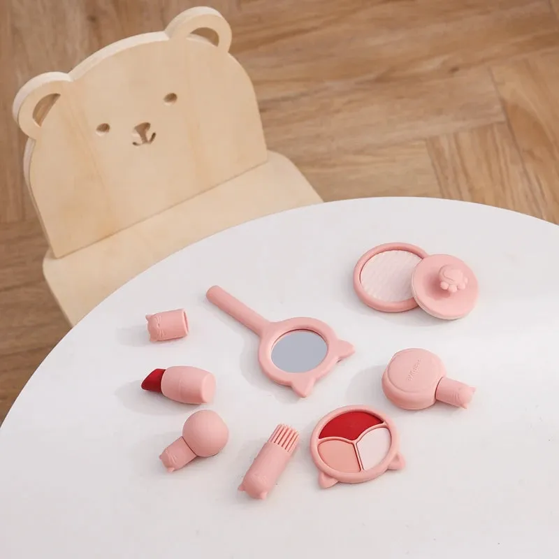 ELMAS Kids Pretend Makeup Set - Safe Silicone Lipstick & More